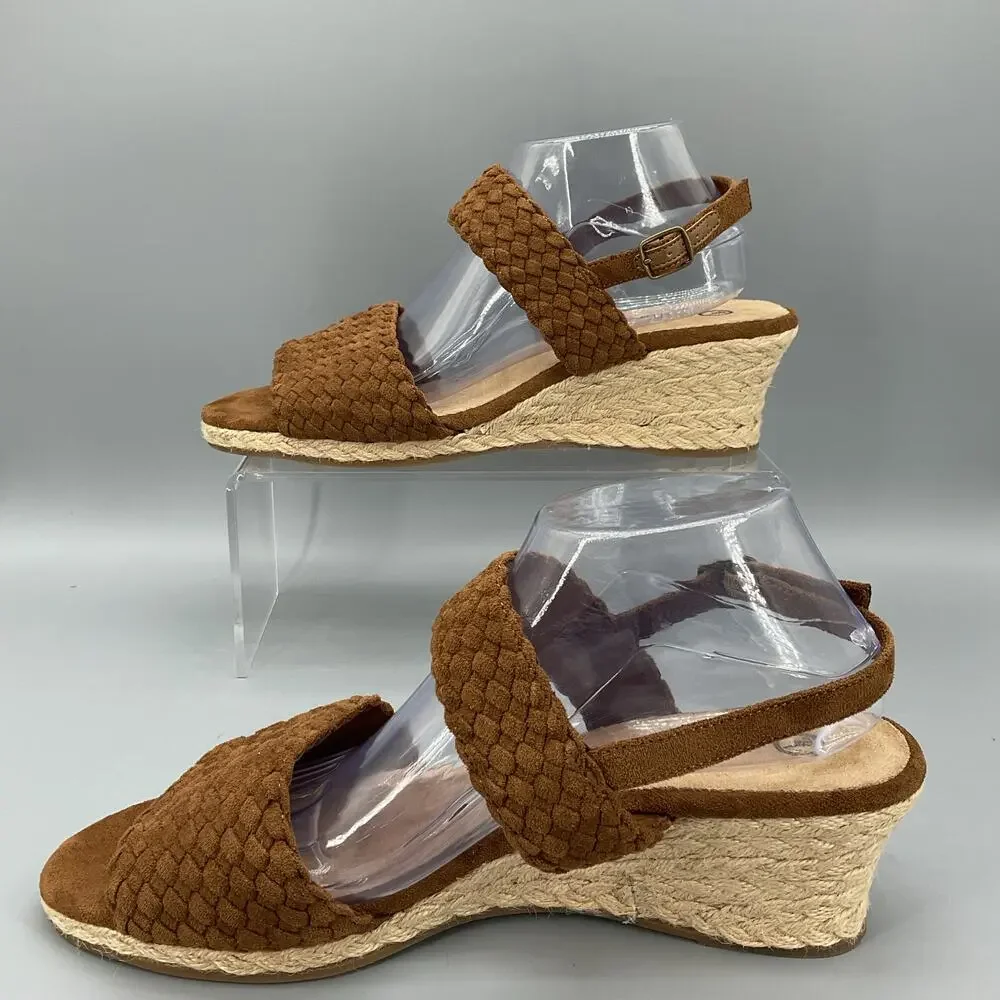 NEW Bella Vita Women’s Mariela Espadrille Wedge Sandals Brown Size 11W
